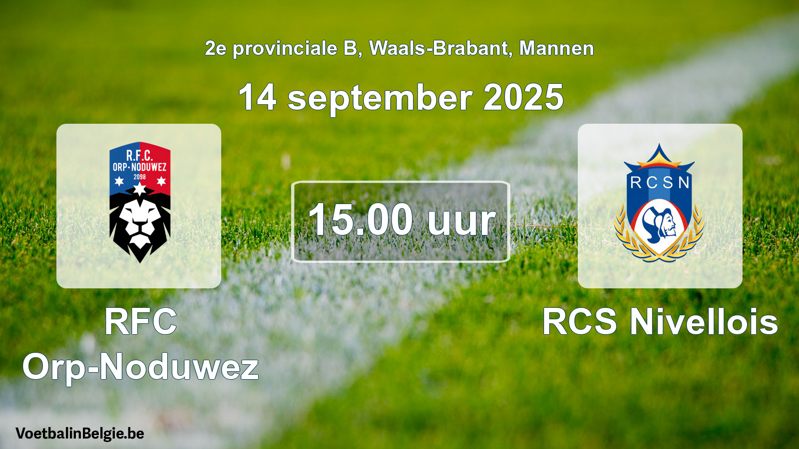 Scheduled match men football: RFC Orp-Noduwez - RCS Nivellois (14 September 2025)