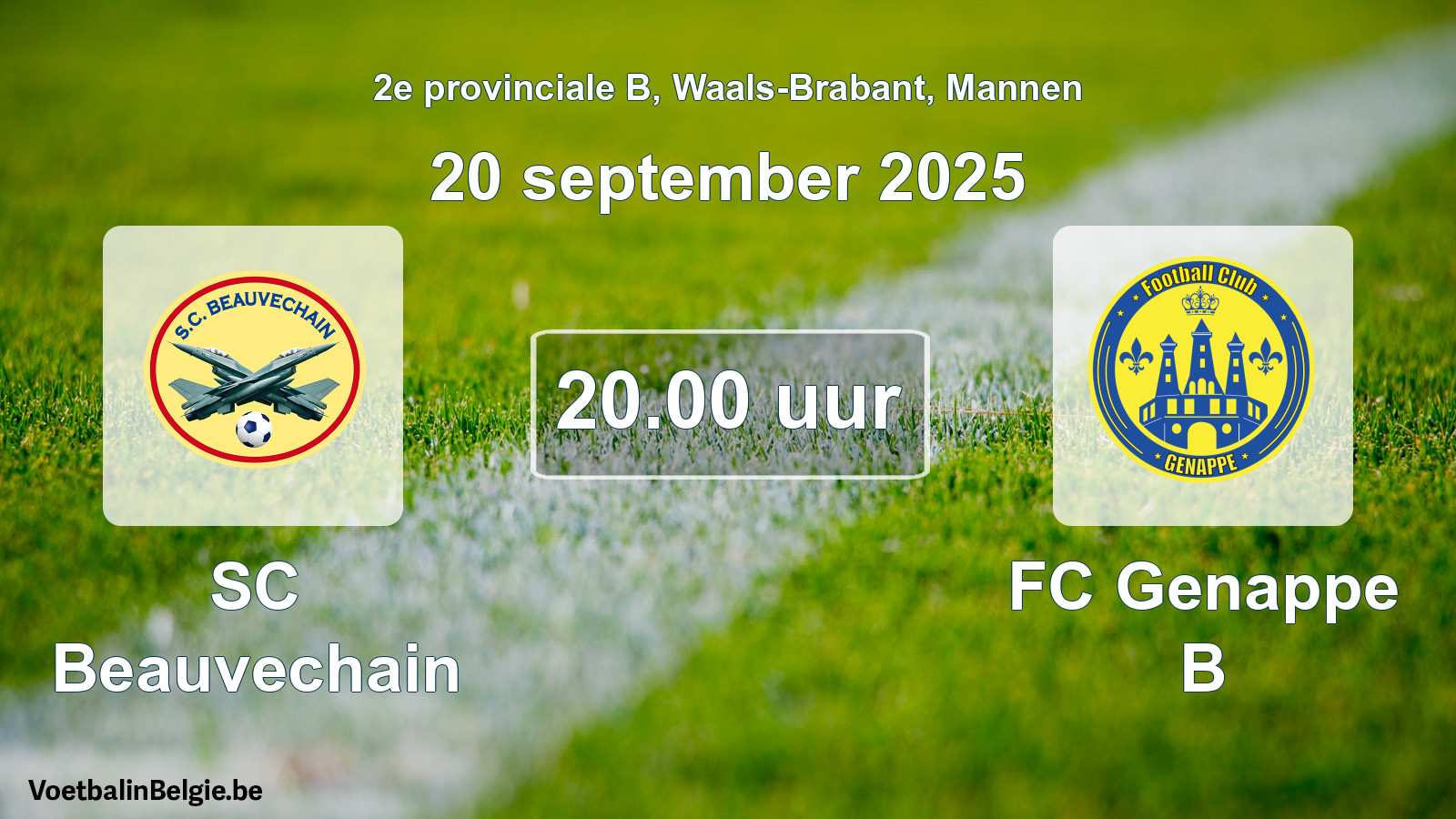 Scheduled match men football: SC Beauvechain - FC Genappe B (20 September 2025)