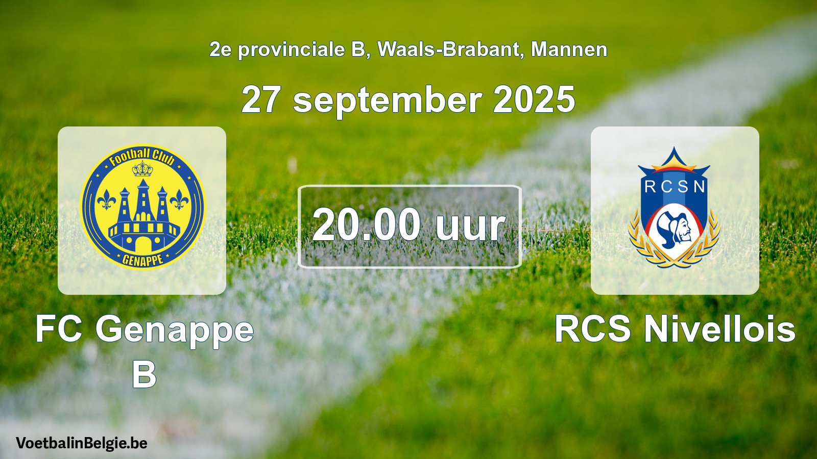 Scheduled match men football: FC Genappe B - RCS Nivellois (27 September 2025)
