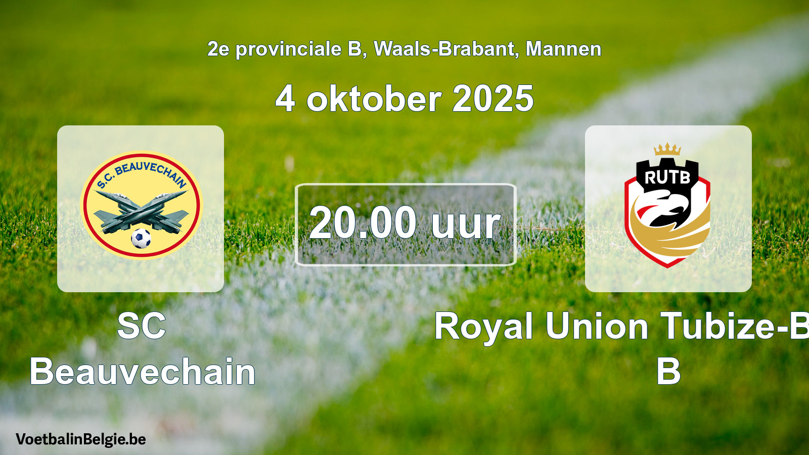 Scheduled match men football: SC Beauvechain - Royal Union Tubize-Braine B (4 October 2025)