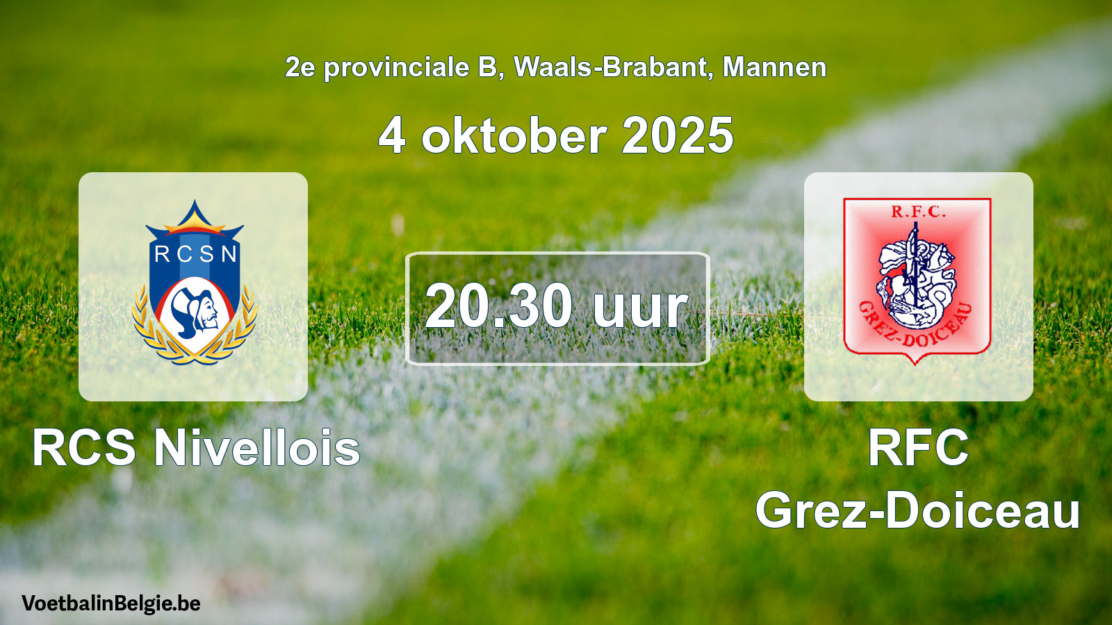 Scheduled match men football: RCS Nivellois - RFC Grez-Doiceau (4 October 2025)