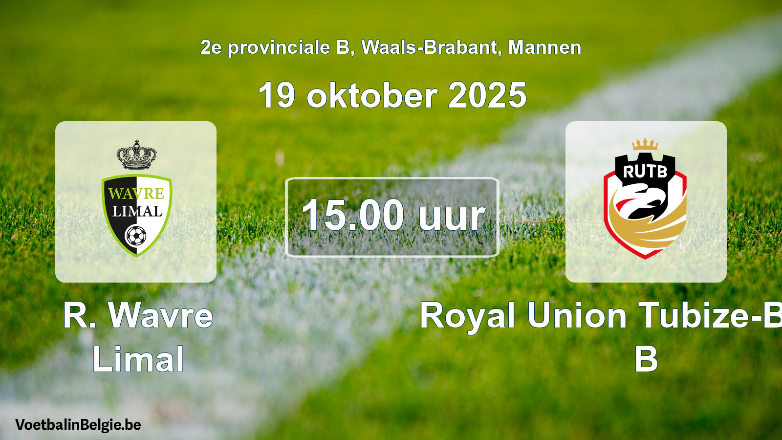 Scheduled match men football: R. Wavre Limal - Royal Union Tubize-Braine B (19 October 2025)