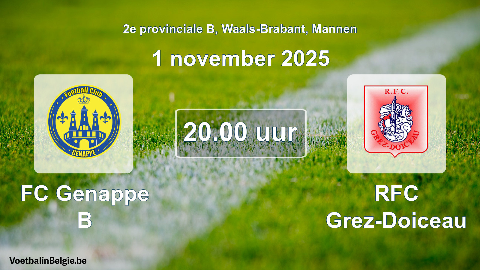 Scheduled match men football: FC Genappe B - RFC Grez-Doiceau (1 November 2025)