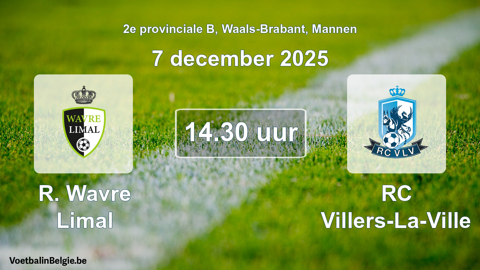 Scheduled match men football: R. Wavre Limal - RC Villers-La-Ville (7 December 2025)