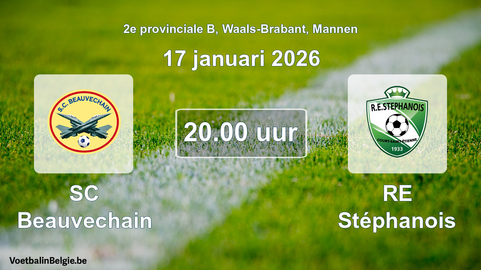 Scheduled match men football: SC Beauvechain - RE Stéphanois (17 January 2026)