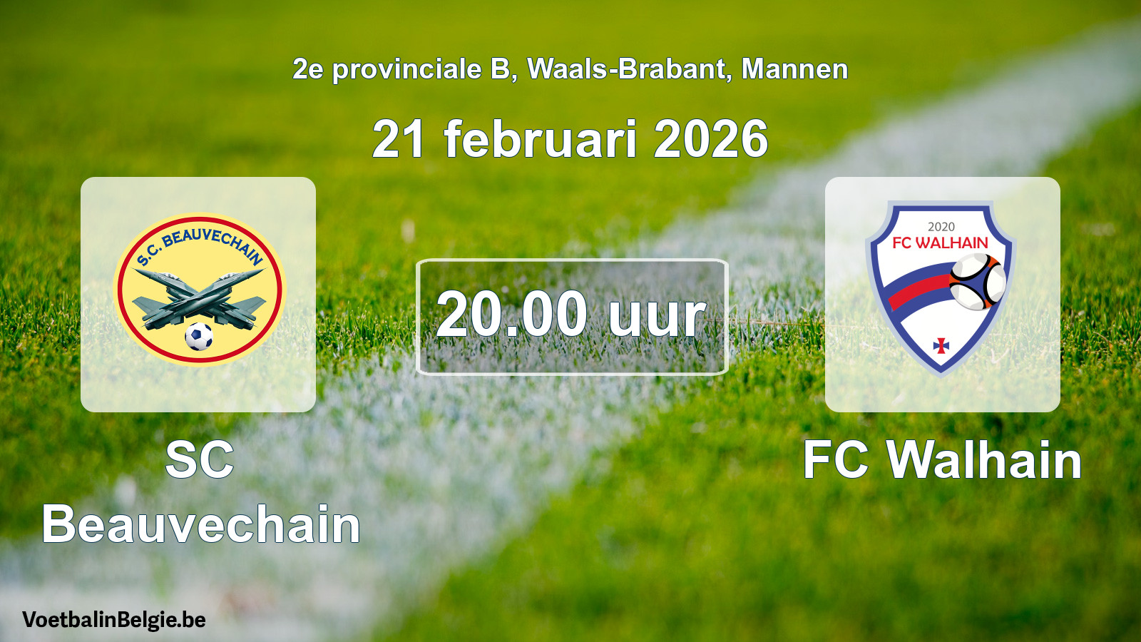 Scheduled match men football: SC Beauvechain - FC Walhain (21 February 2026)