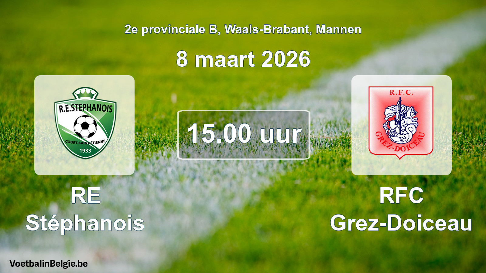 Scheduled match men football: RE Stéphanois - RFC Grez-Doiceau (8 March 2026)