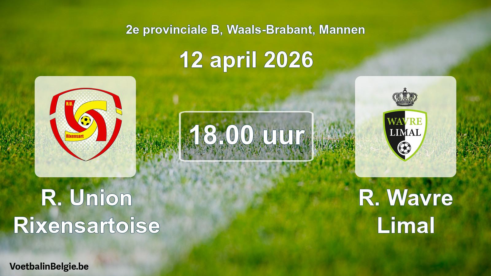 Scheduled match men football: R. Union Rixensartoise - R. Wavre Limal (12 April 2026)