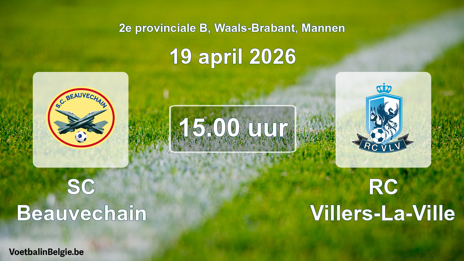 Scheduled match men football: SC Beauvechain - RC Villers-La-Ville (19 April 2026)