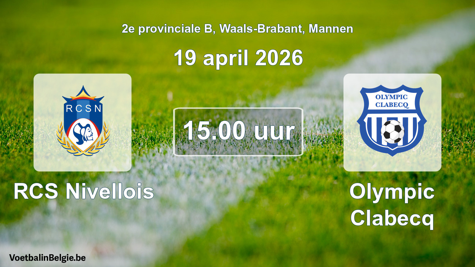 Scheduled match men football: RCS Nivellois - Olympic Clabecq (19 April 2026)