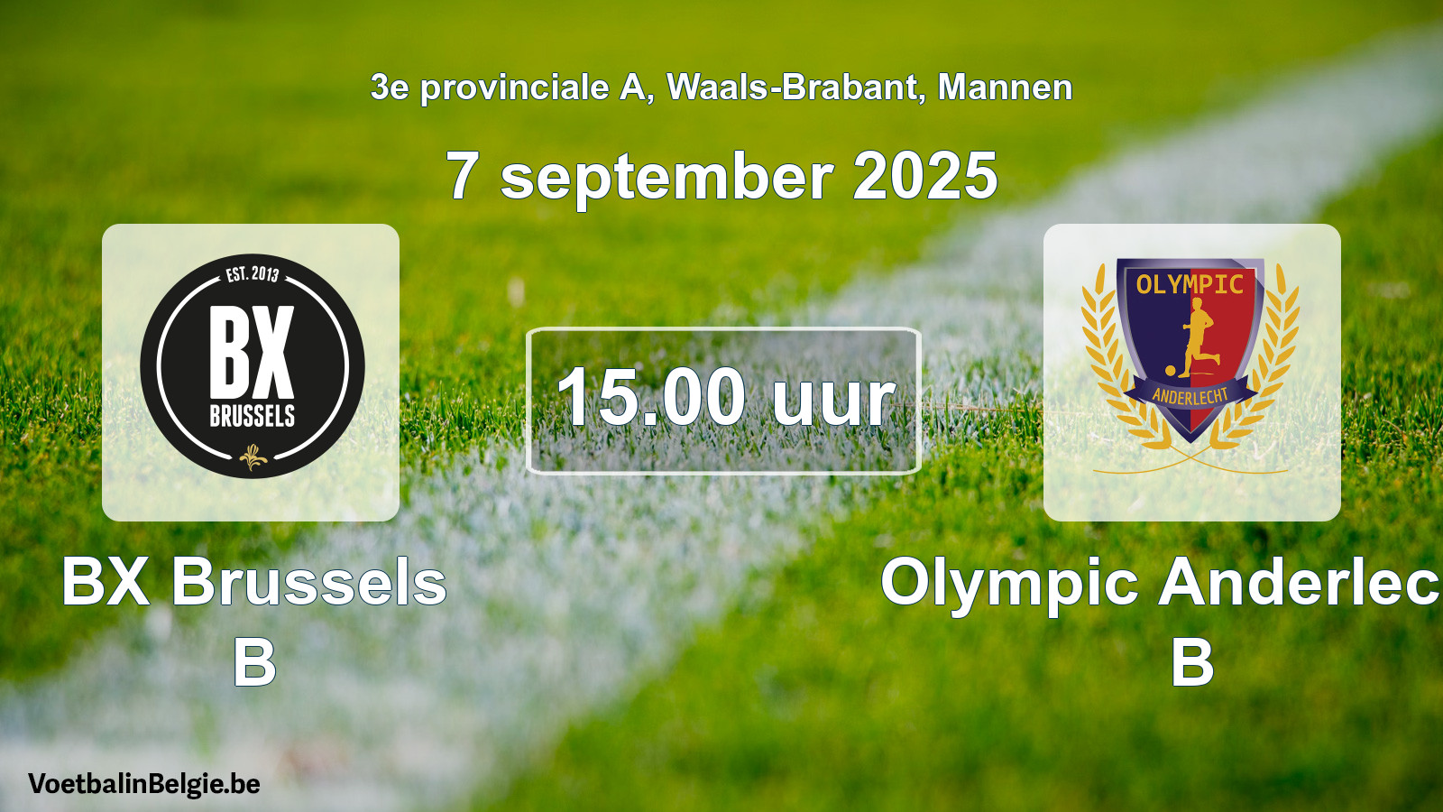 Scheduled match men football: BX Brussels B - Olympic Anderlecht B (7 September 2025)