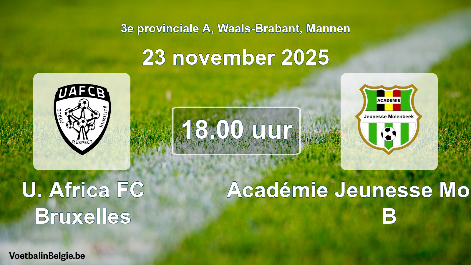 Scheduled match men football: U. Africa FC Bruxelles - Académie Jeunesse Molenbeek B (23 November 2025)
