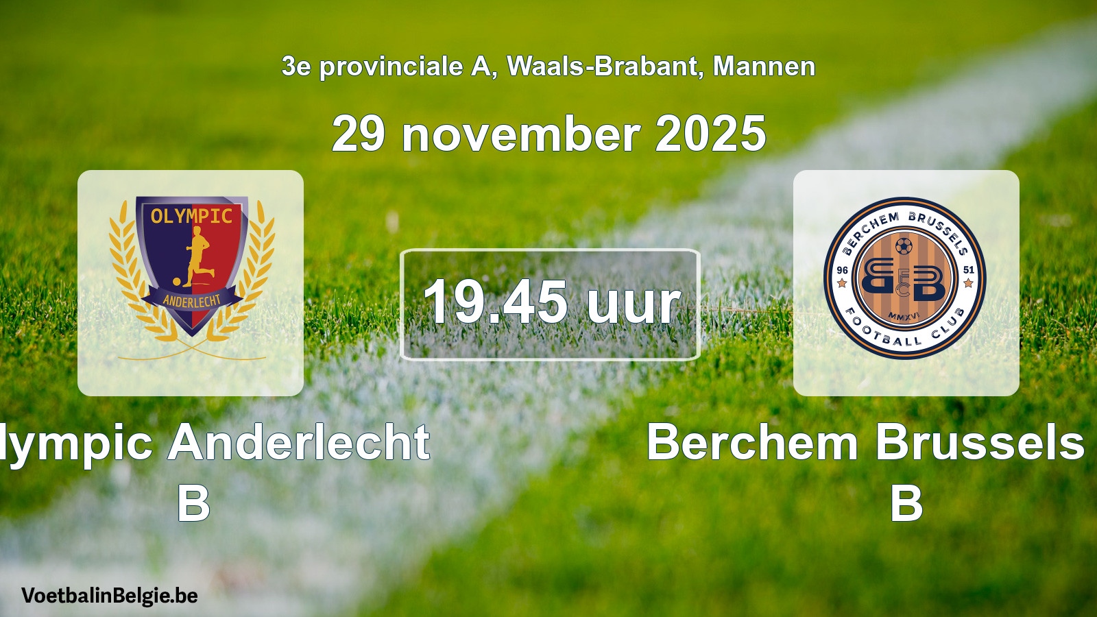 Scheduled match men football: Olympic Anderlecht B - Berchem Brussels FC B (29 November 2025)
