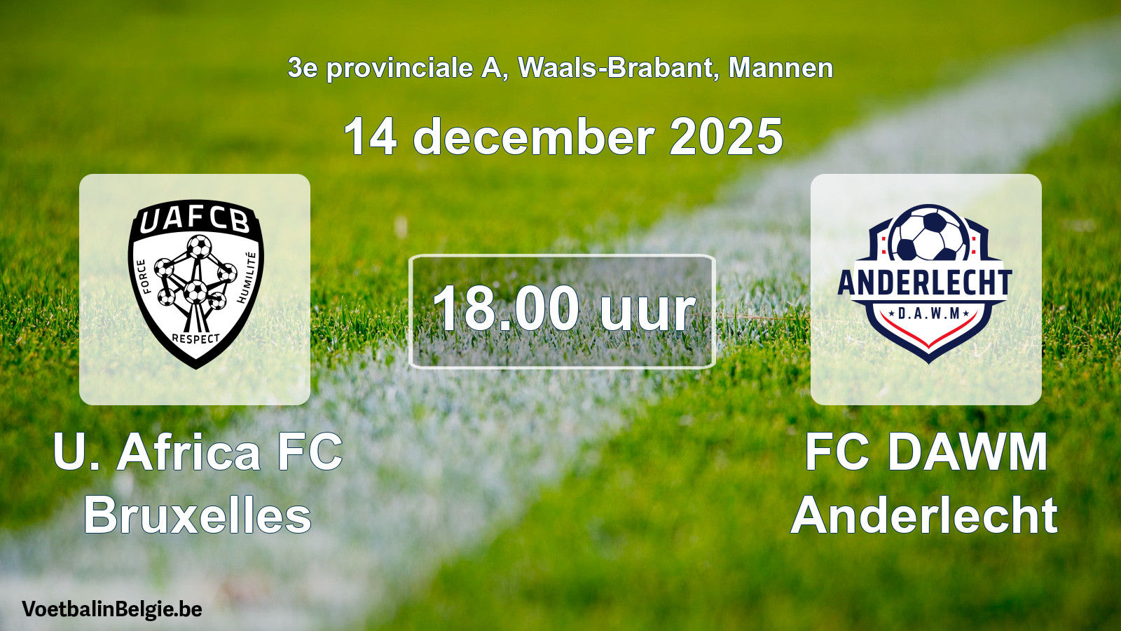 Scheduled match men football: U. Africa FC Bruxelles - FC DAWM Anderlecht (14 December 2025)