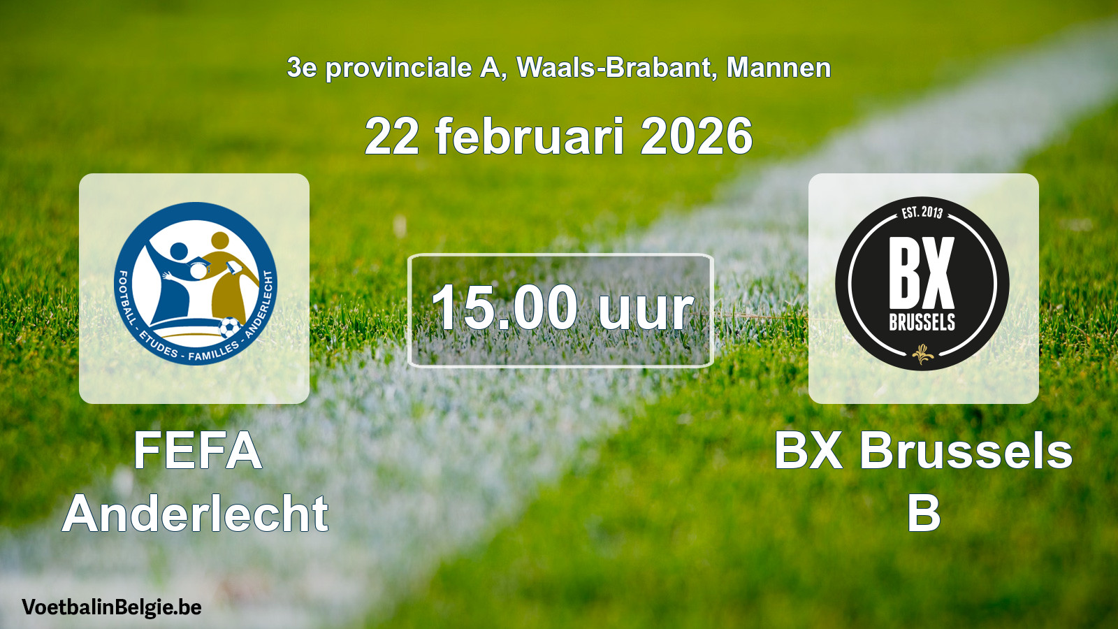 Scheduled match men football: FEFA Anderlecht - BX Brussels B (22 February 2026)