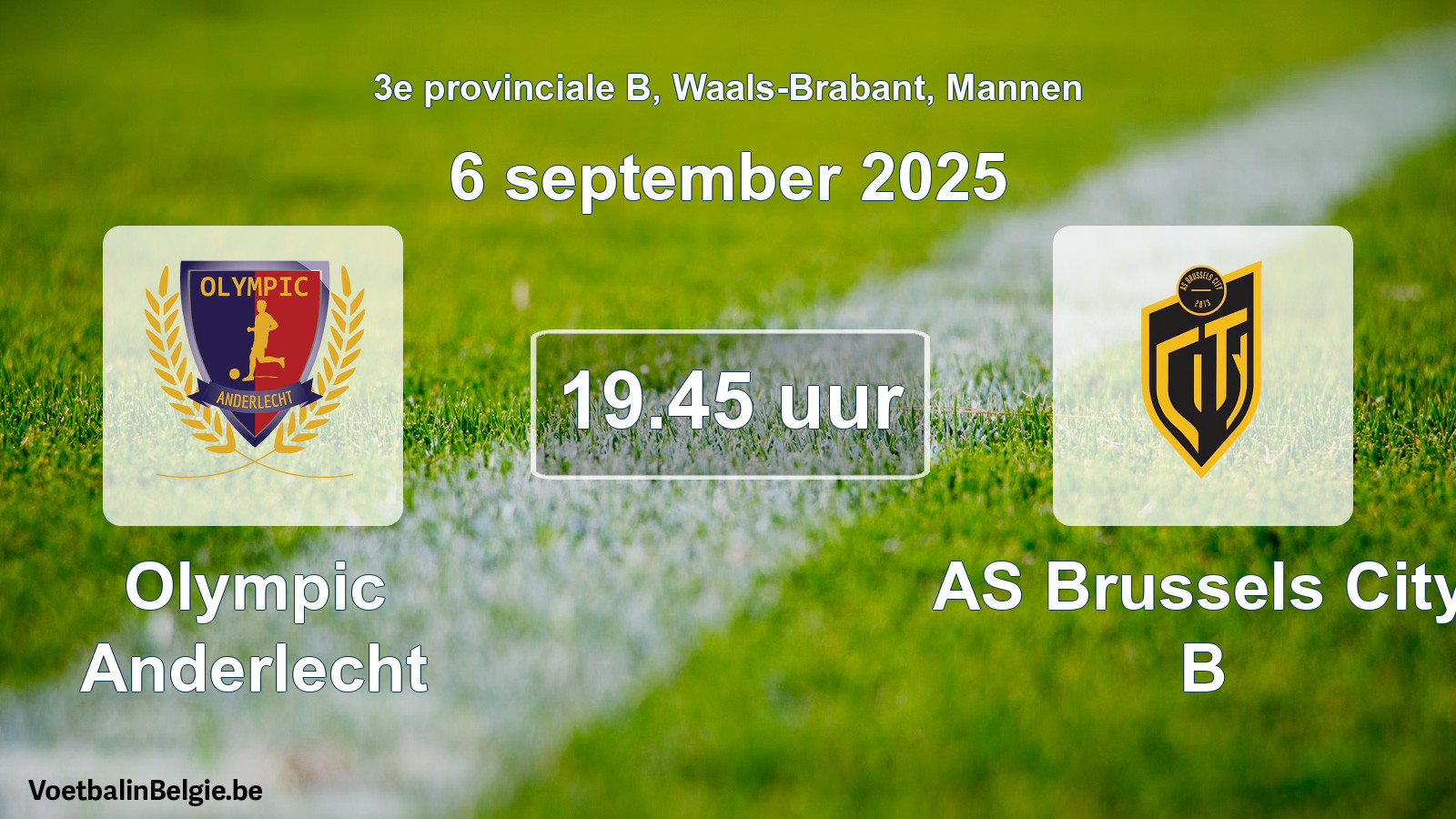 Scheduled match men football: Olympic Anderlecht - AS Brussels City B (6 September 2025)