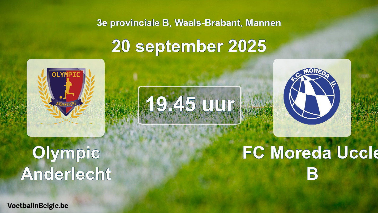 Scheduled match men football: Olympic Anderlecht - FC Moreda Uccle B (20 September 2025)