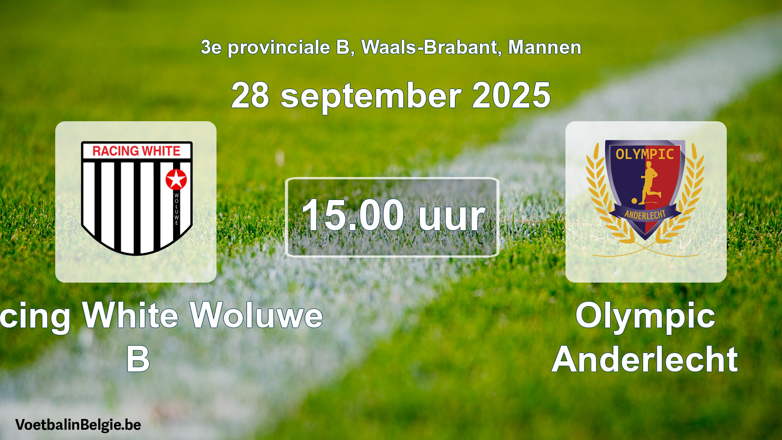 Scheduled match men football: Racing White Woluwe B - Olympic Anderlecht (28 September 2025)