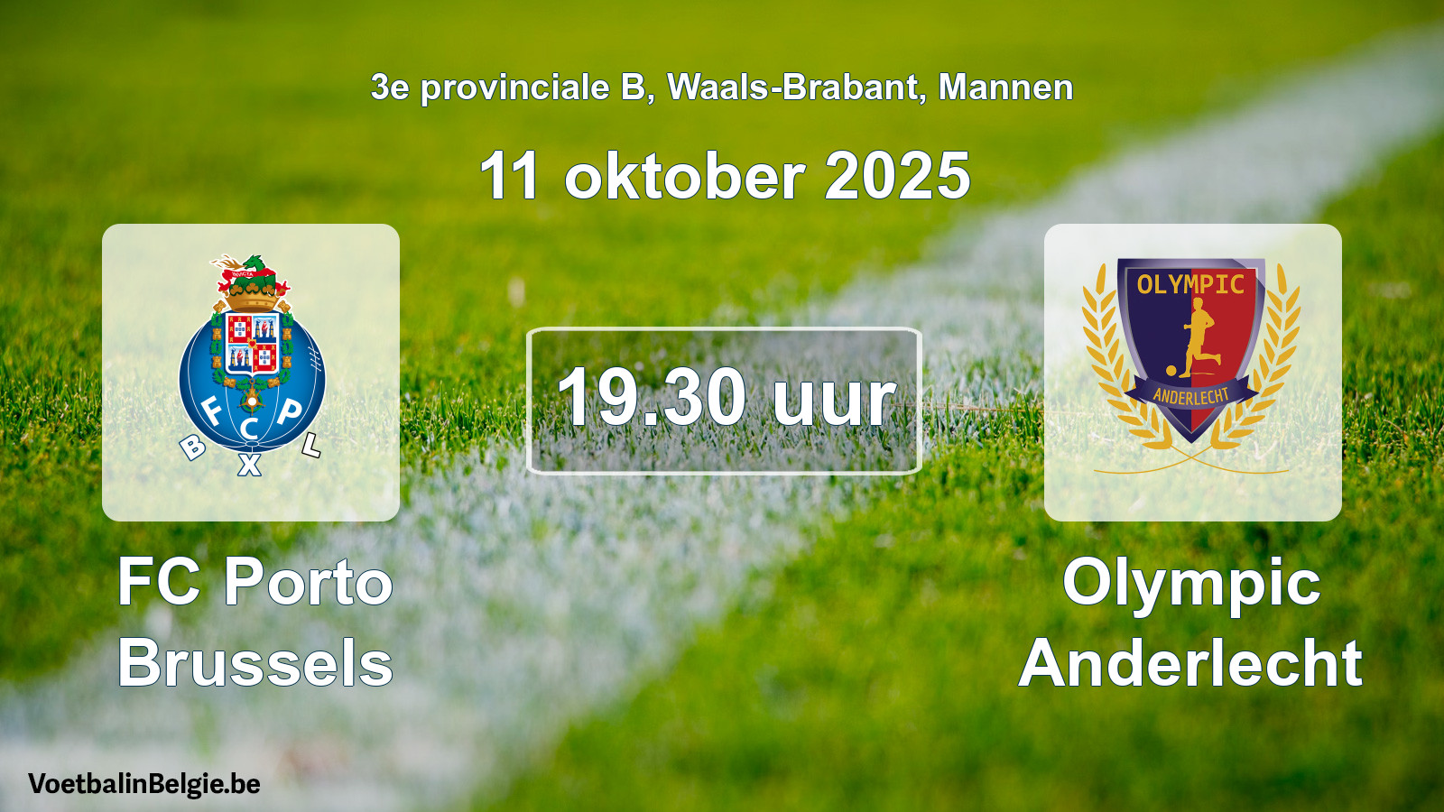 Scheduled match men football: FC Porto Brussels - Olympic Anderlecht (11 October 2025)