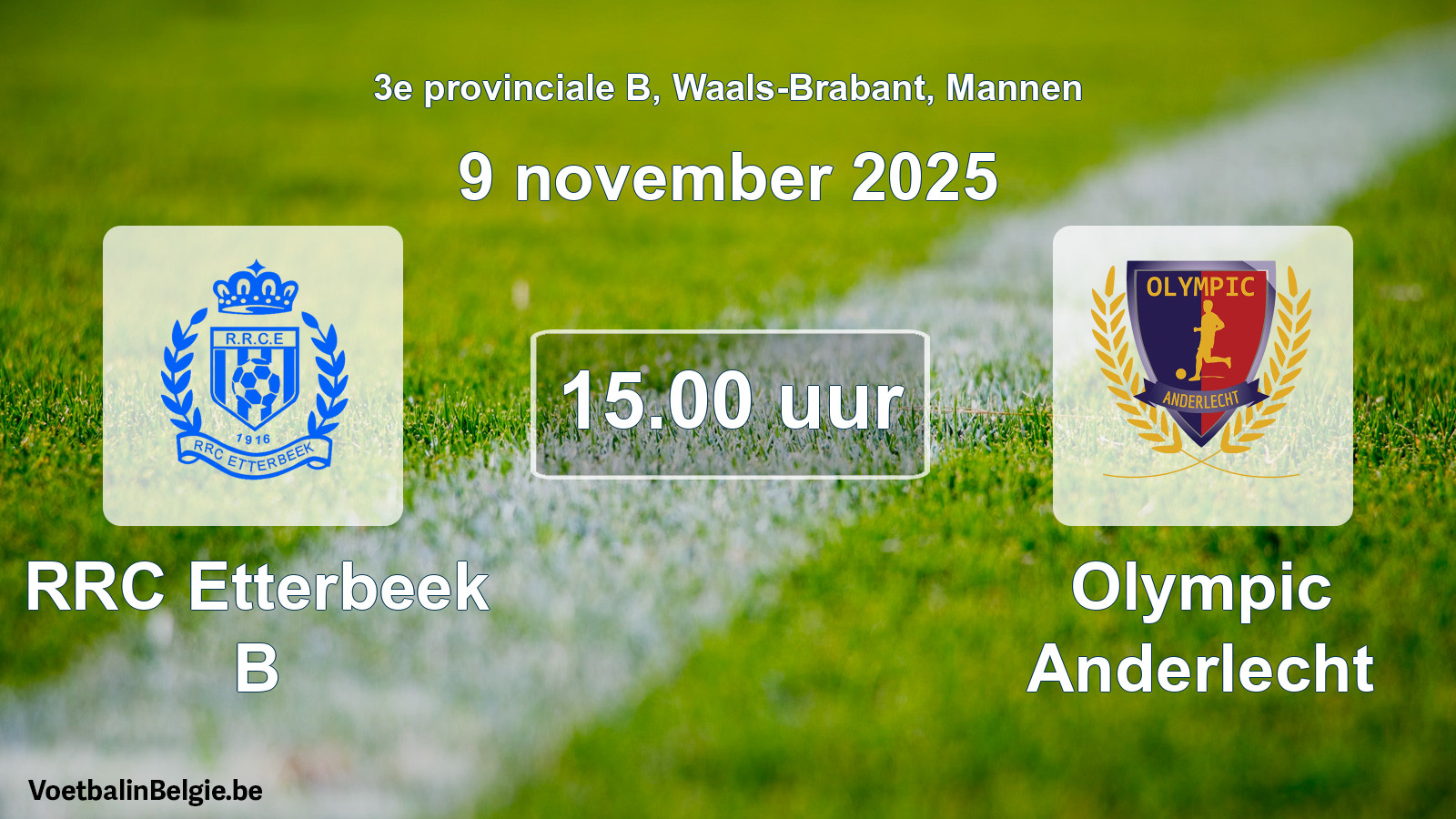 Scheduled match men football: RRC Etterbeek B - Olympic Anderlecht (9 November 2025)