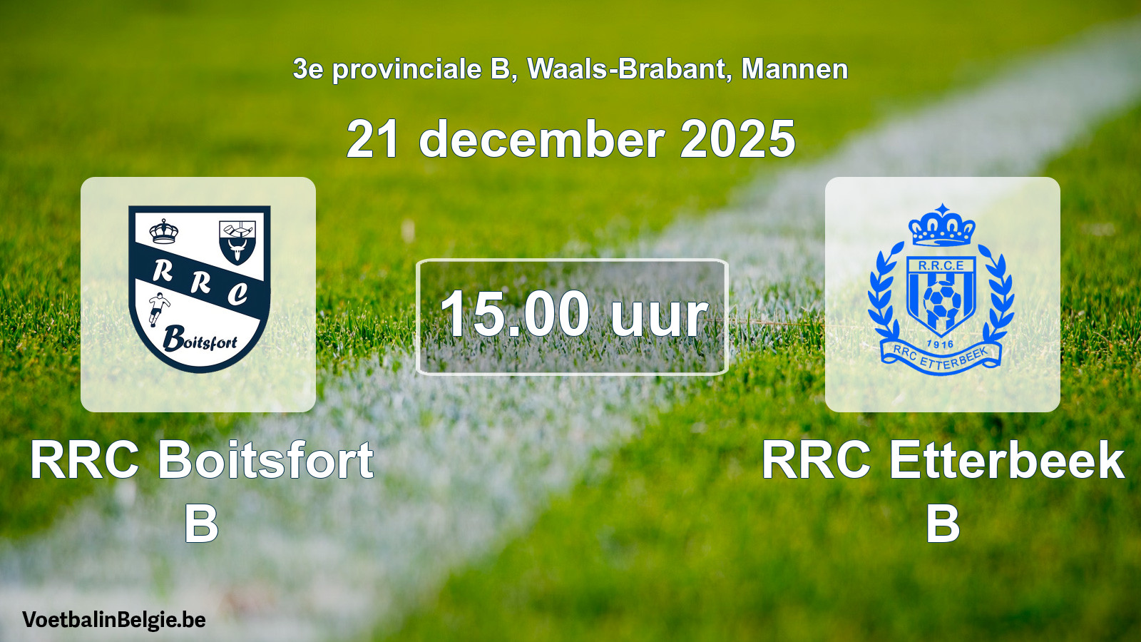 Geplande wedstrijd mannenvoetbal: RRC Boitsfort B - RRC Etterbeek B (21 december 2025)