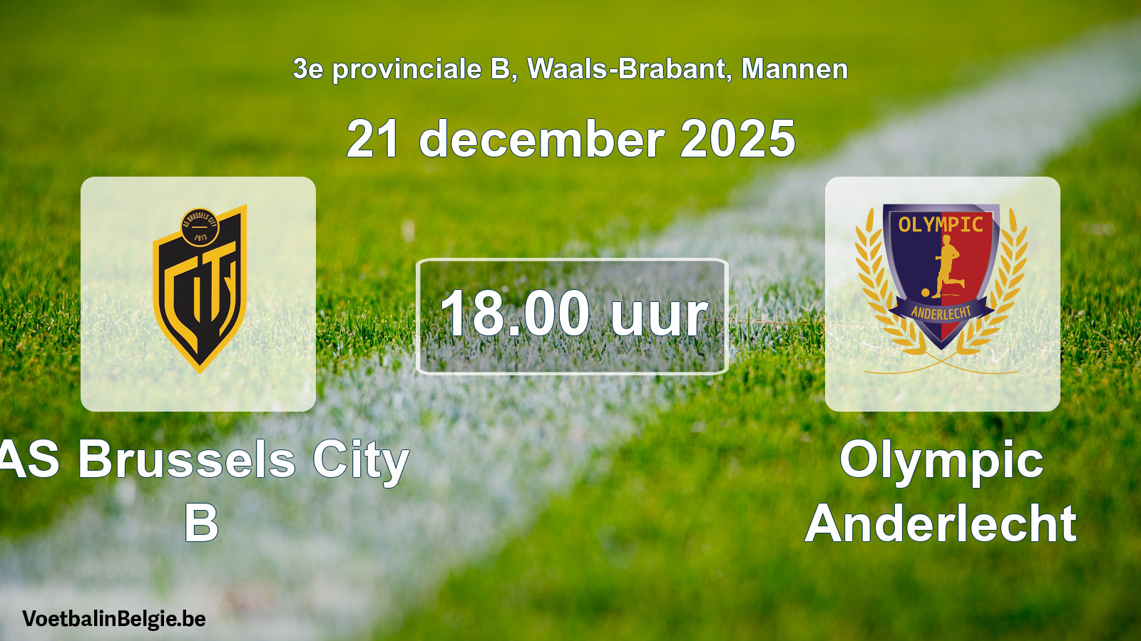 Geplantes Spiel männer-Fußball: AS Brussels City B - Olympic Anderlecht (21 Dezember 2025)