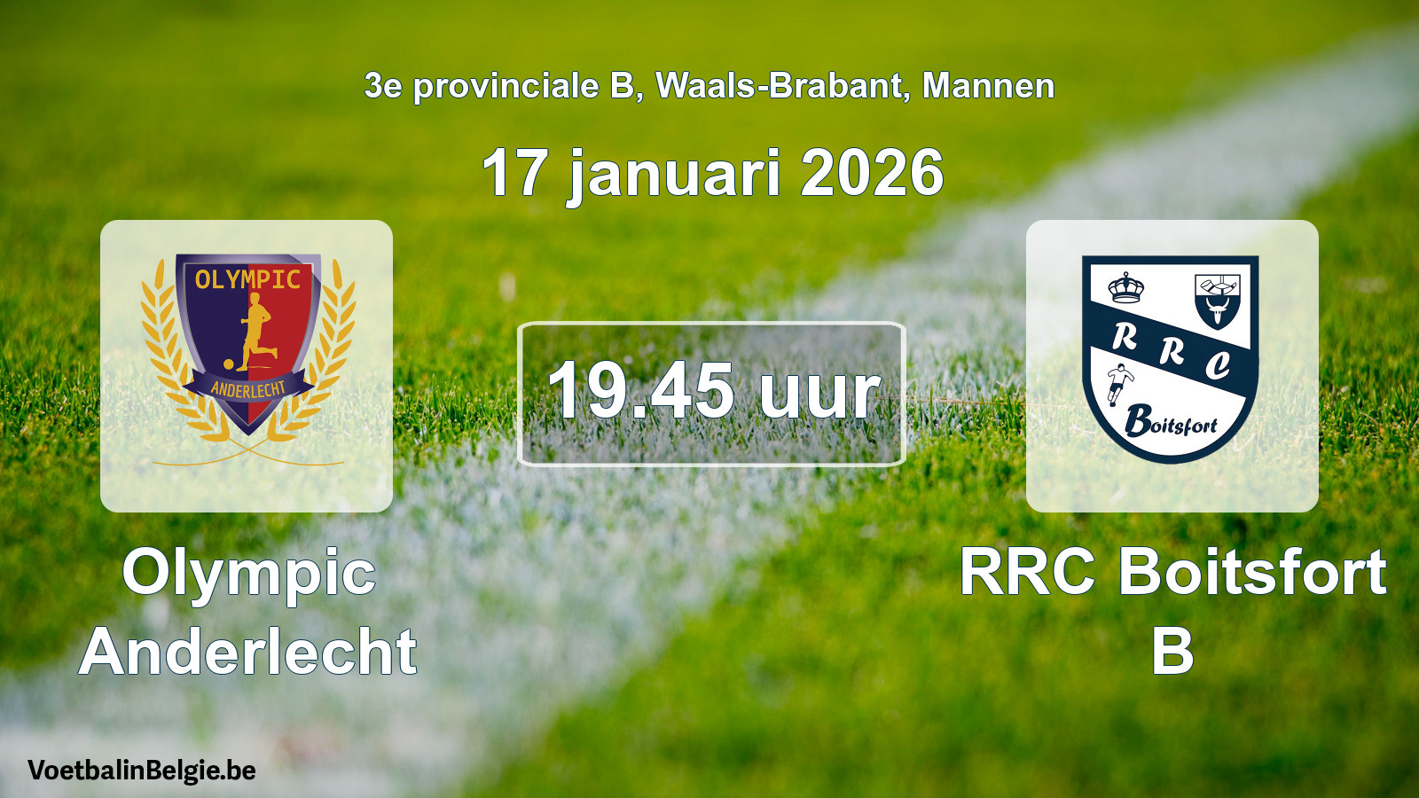 Scheduled match men football: Olympic Anderlecht - RRC Boitsfort B (17 January 2026)