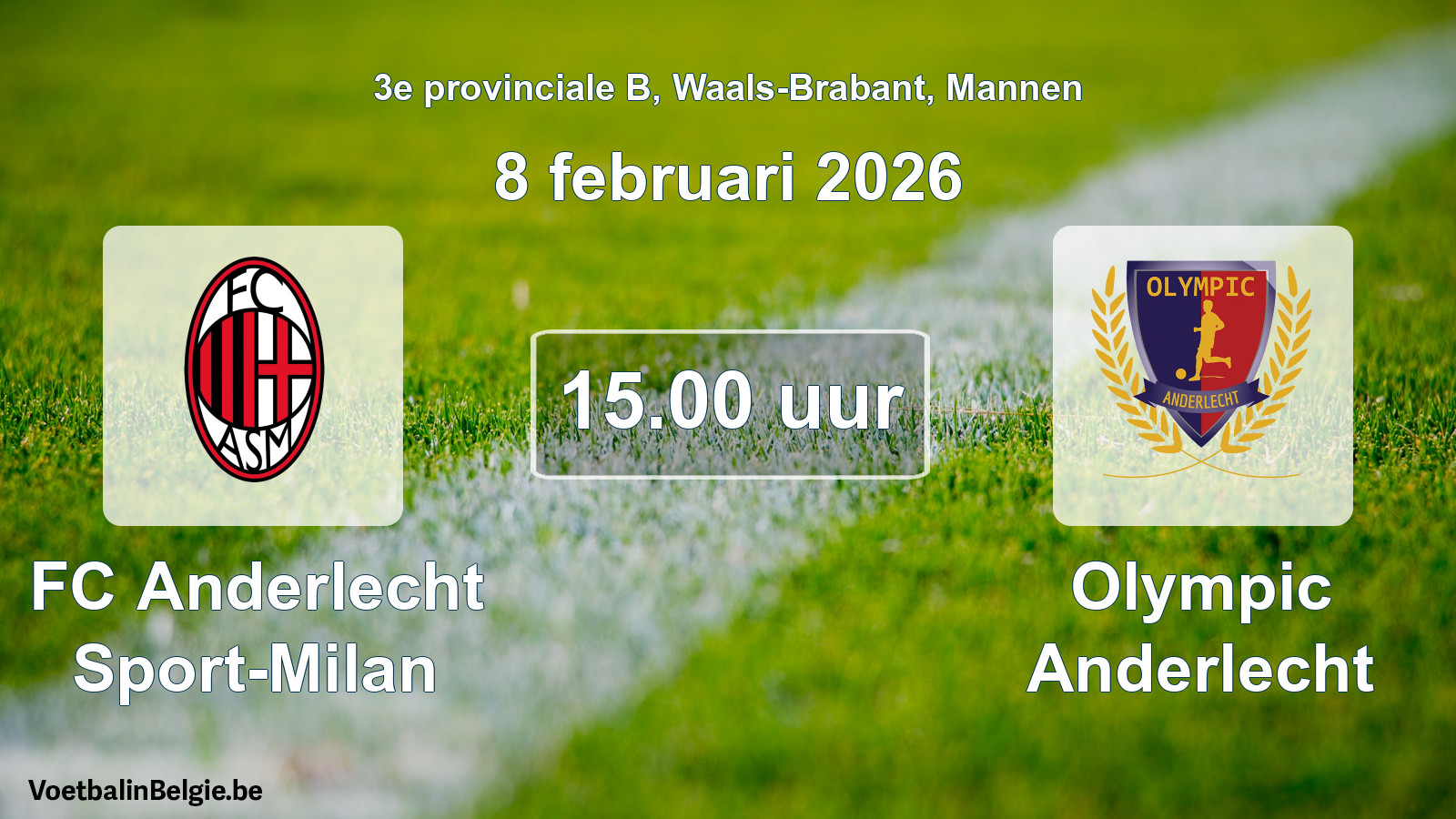 Geplantes Spiel männer-Fußball: FC Anderlecht Sport-Milan - Olympic Anderlecht (8 Februar 2026)