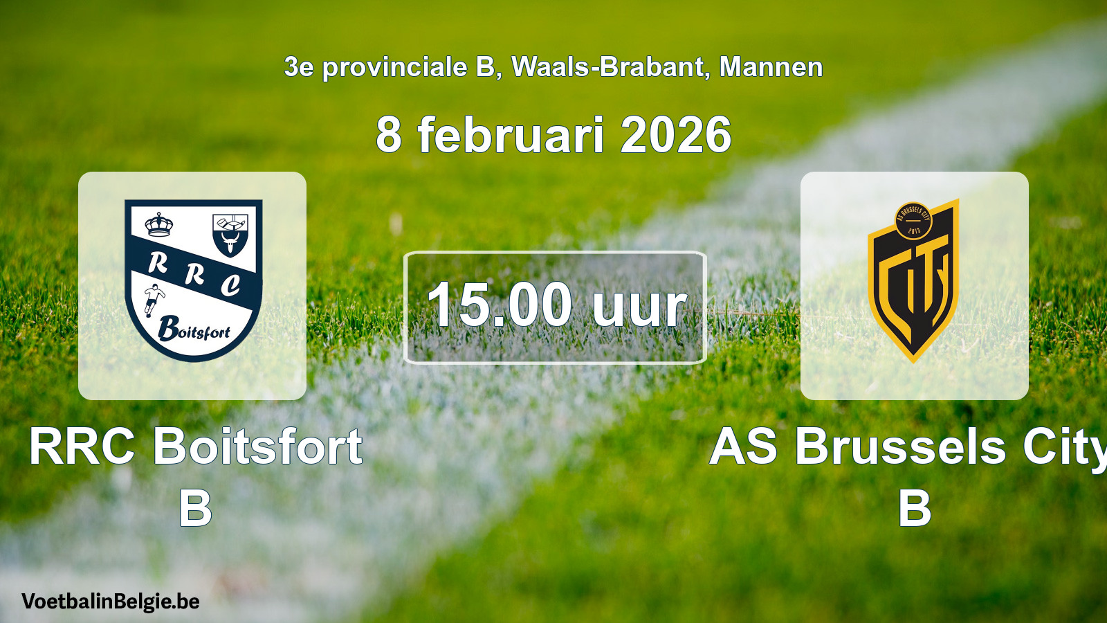 Scheduled match men football: RRC Boitsfort B - AS Brussels City B (8 February 2026)