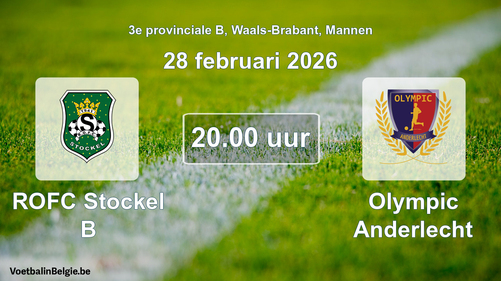 Geplande wedstrijd mannenvoetbal: ROFC Stockel B - Olympic Anderlecht (28 februari 2026)