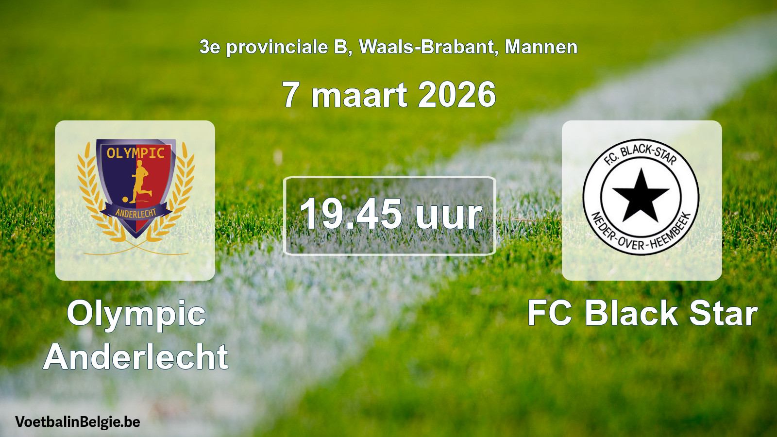 Scheduled match men football: Olympic Anderlecht - FC Black Star (7 March 2026)
