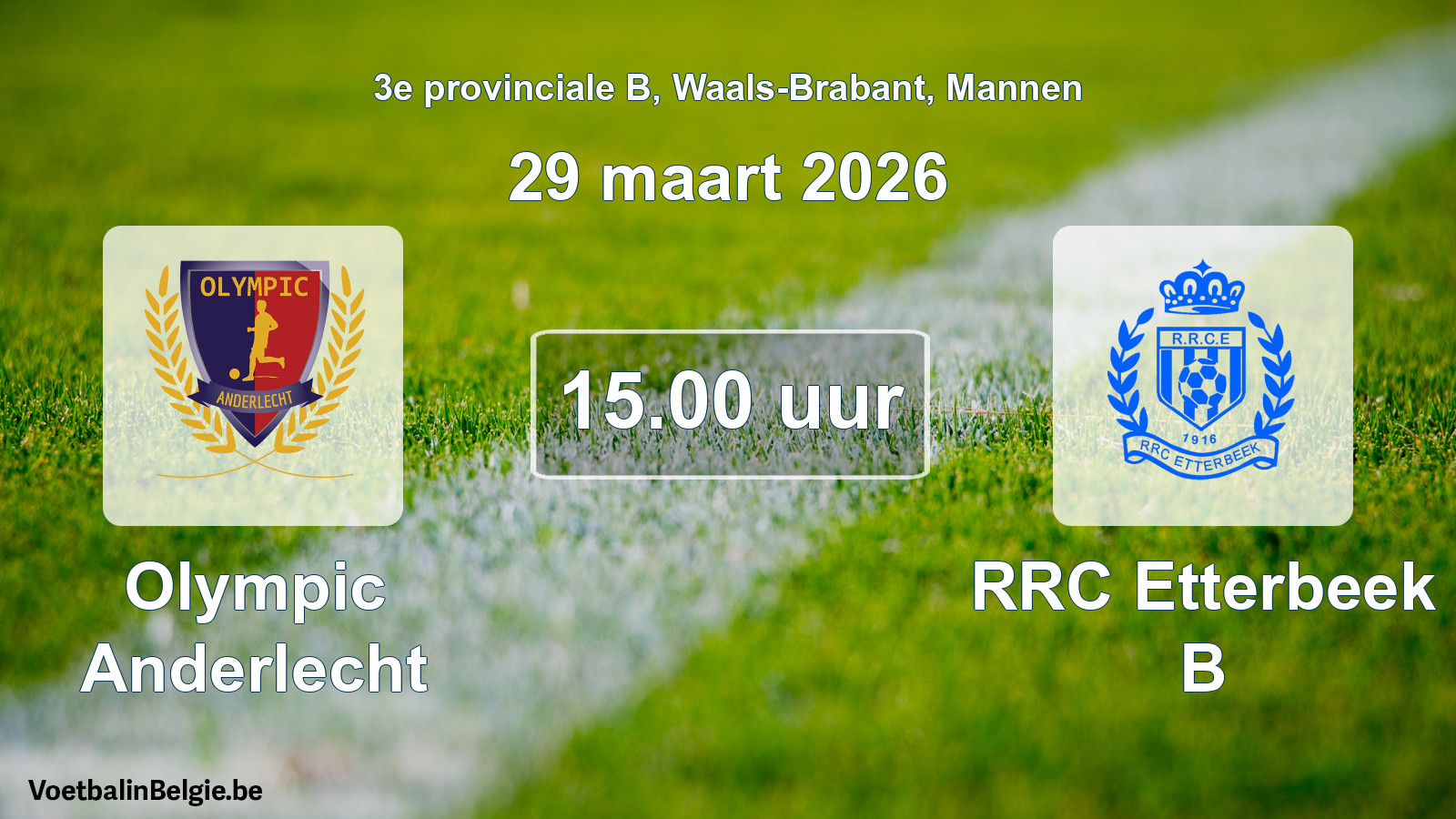 Scheduled match men football: Olympic Anderlecht - RRC Etterbeek B (29 March 2026)