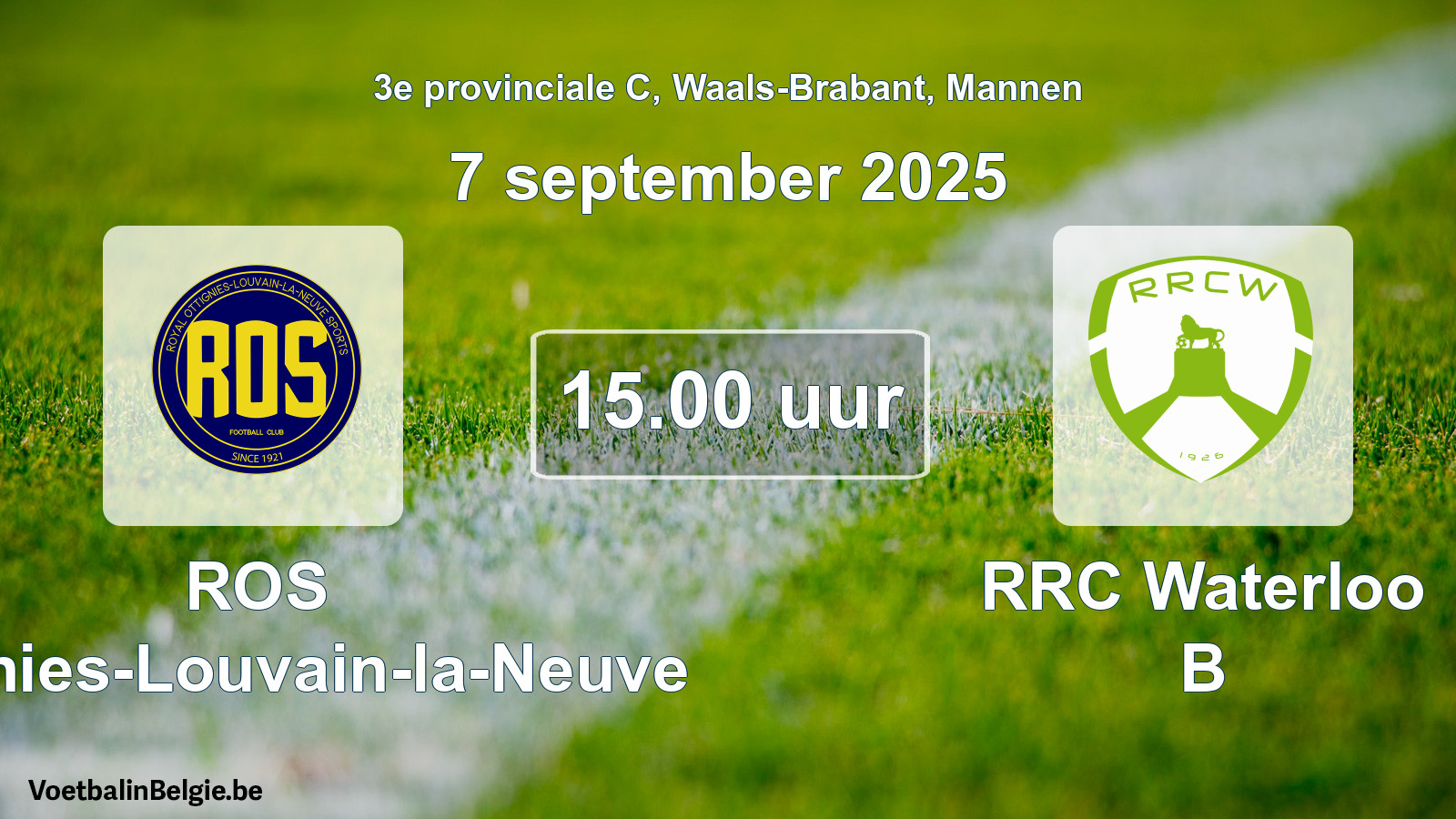 Scheduled match men football: ROS Ottignies-Louvain-la-Neuve - RRC Waterloo B (7 September 2025)
