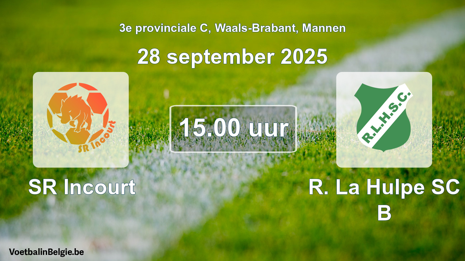 Scheduled match men football: SR Incourt - R. La Hulpe SC B (28 September 2025)