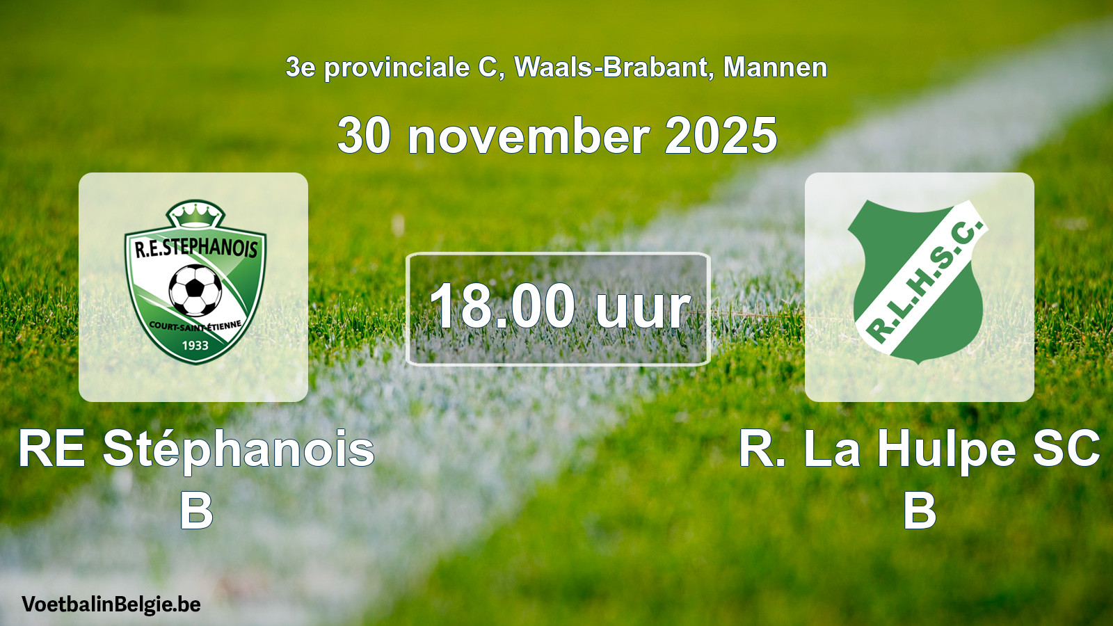 Scheduled match men football: RE Stéphanois B - R. La Hulpe SC B (30 November 2025)