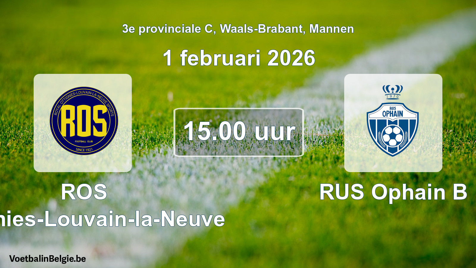 Scheduled match men football: ROS Ottignies-Louvain-la-Neuve - RUS Ophain B (1 February 2026)
