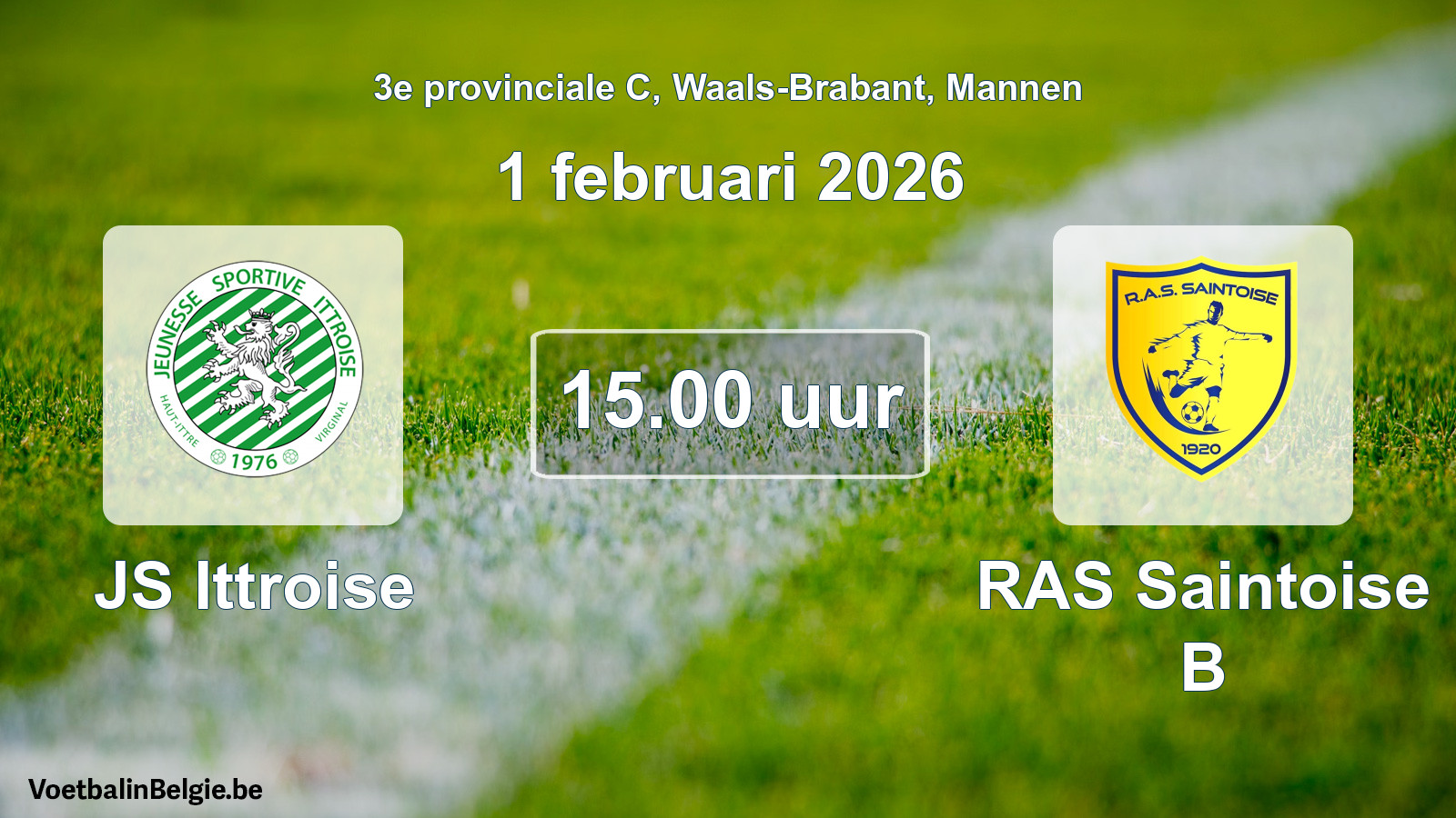 Match prévu football hommes: JS Ittroise - RAS Saintoise B (1 février 2026)