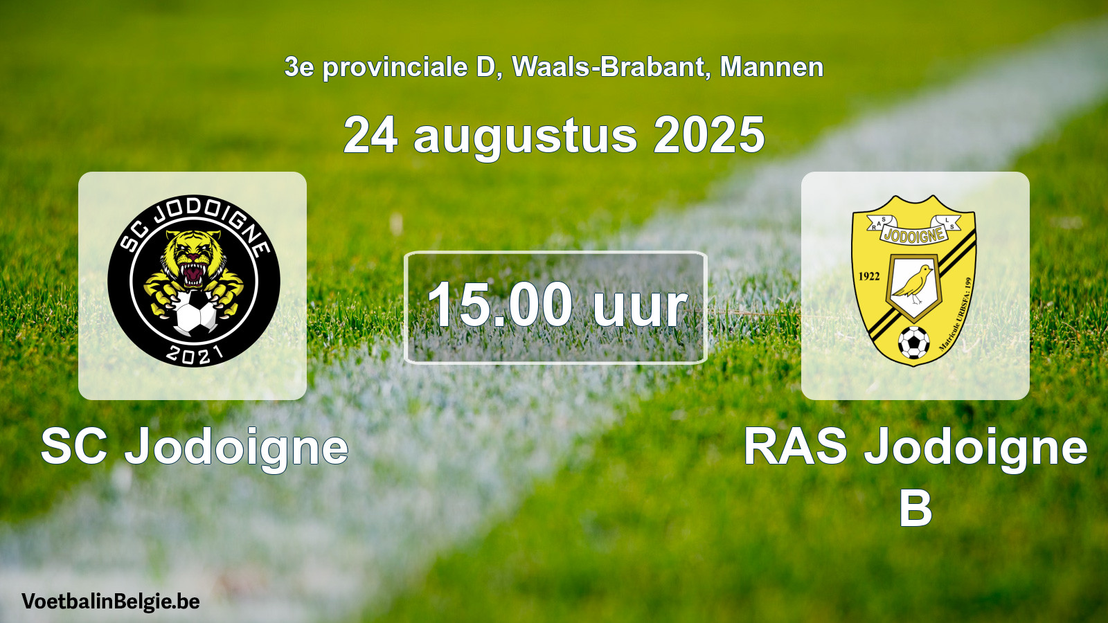 Scheduled match men football: SC Jodoigne - RAS Jodoigne B (24 August 2025)