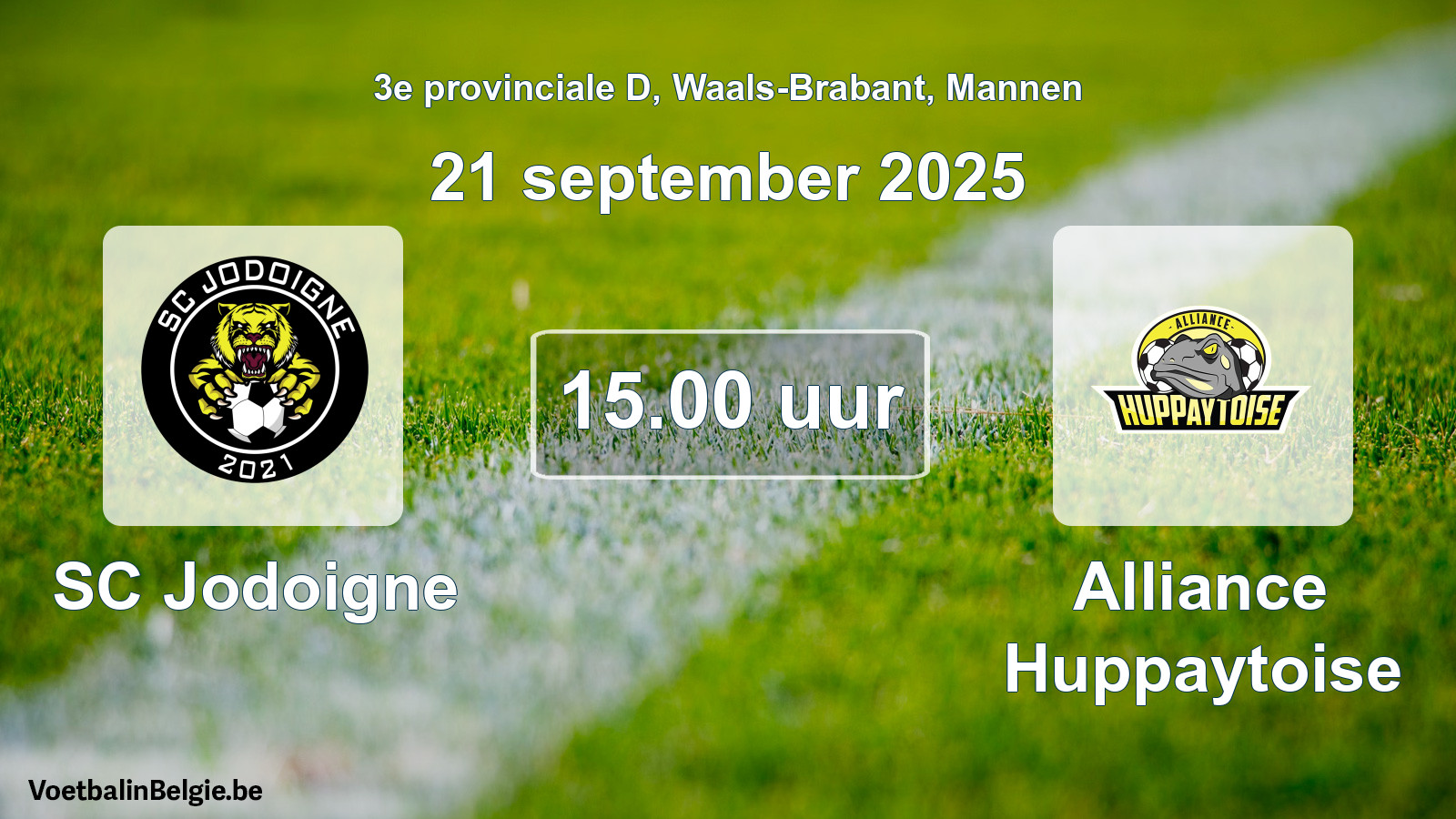 Scheduled match men football: SC Jodoigne - Alliance Huppaytoise (21 September 2025)
