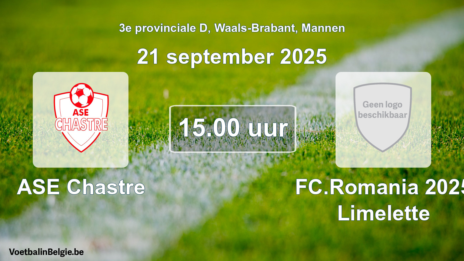 Scheduled match men football: ASE Chastre - FC.Romania 2025 Limelette (21 September 2025)