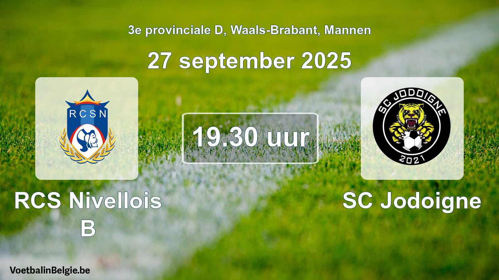Scheduled match men football: RCS Nivellois B - SC Jodoigne (27 September 2025)