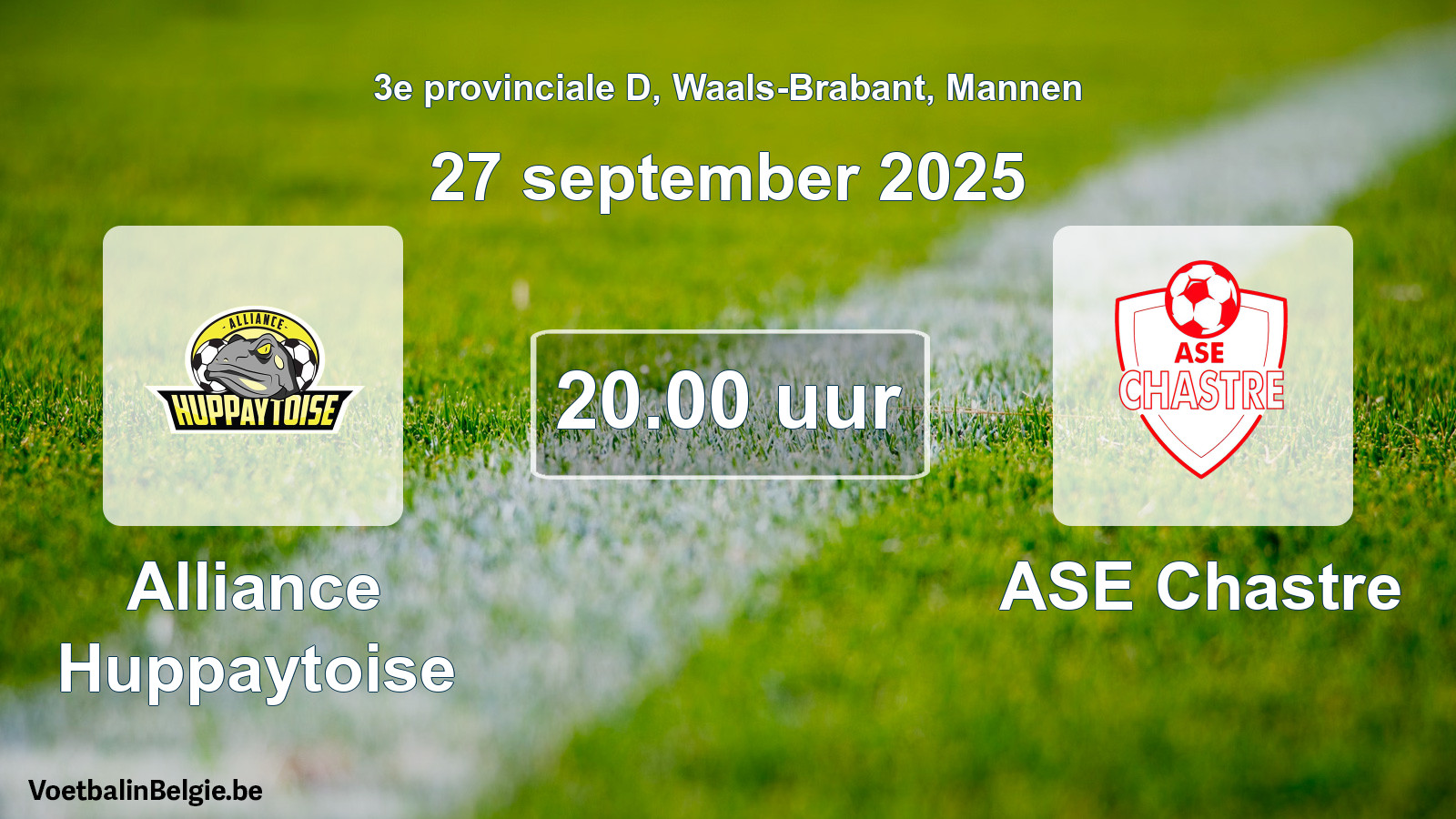 Scheduled match men football: Alliance Huppaytoise - ASE Chastre (27 September 2025)