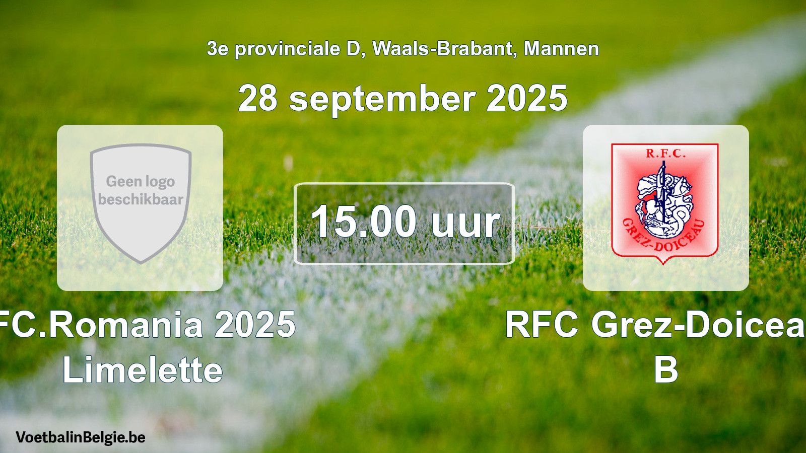 Scheduled match men football: FC.Romania 2025 Limelette - RFC Grez-Doiceau B (28 September 2025)