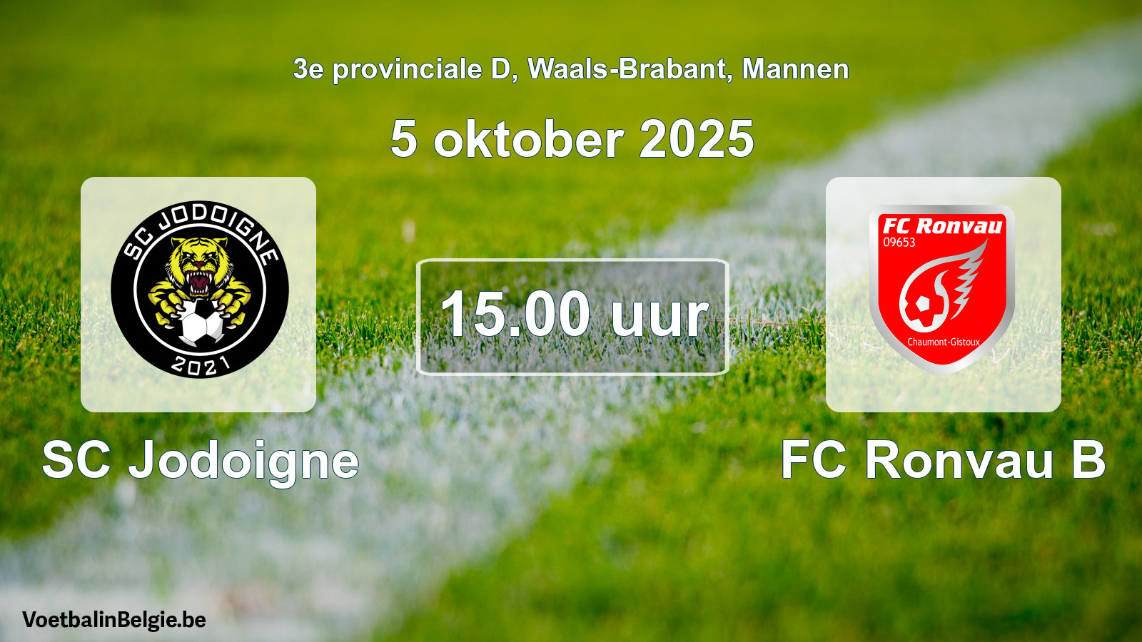 Scheduled match men football: SC Jodoigne - FC Ronvau B (5 October 2025)