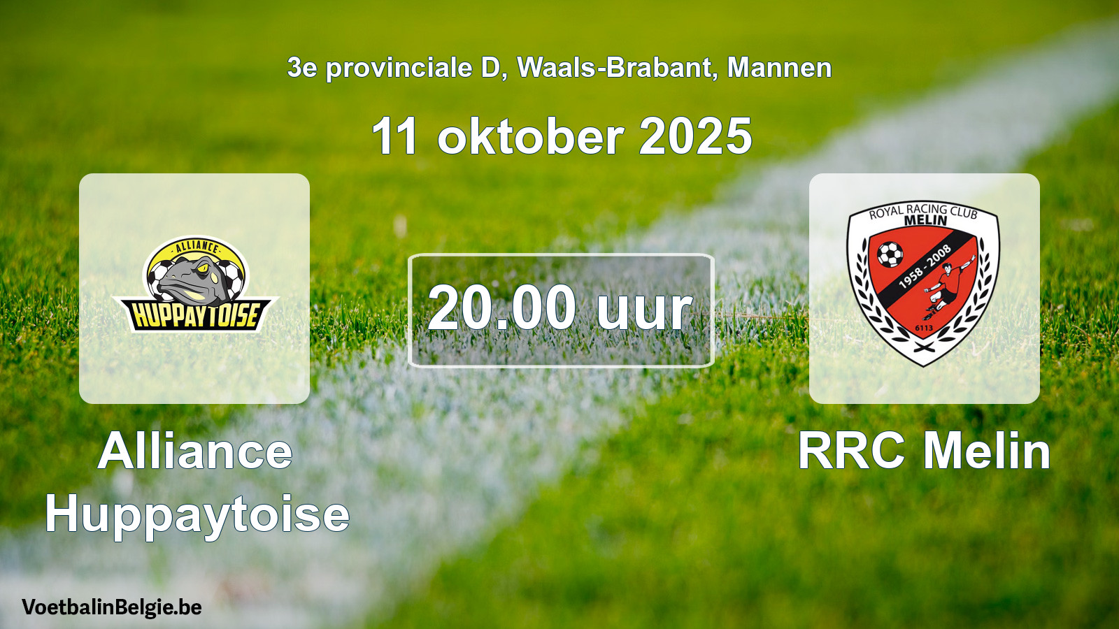 Geplande wedstrijd mannenvoetbal: Alliance Huppaytoise - RRC Melin (11 oktober 2025)