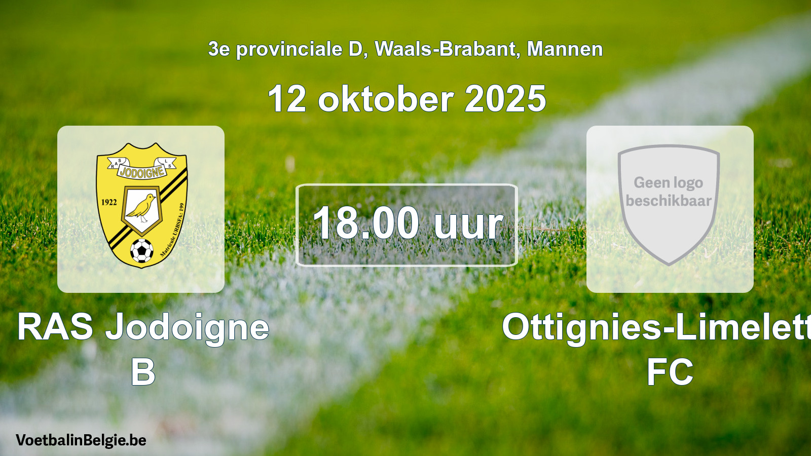 Geplande wedstrijd mannenvoetbal: RAS Jodoigne B - Ottignies-Limelette FC (12 oktober 2025)
