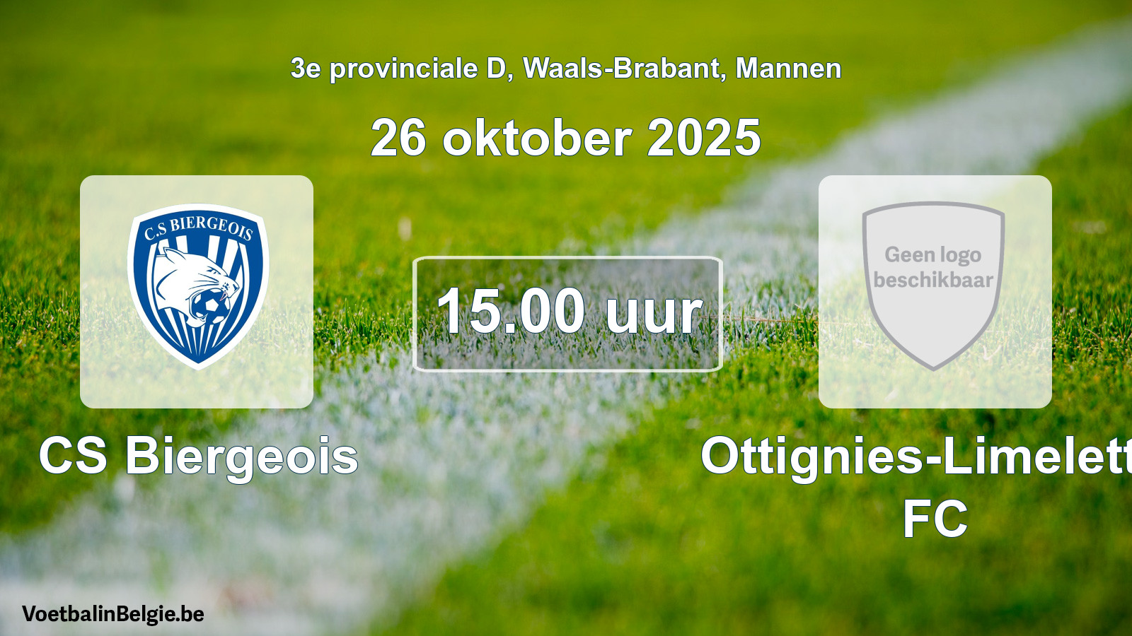 Scheduled match men football: CS Biergeois - Ottignies-Limelette FC (26 October 2025)