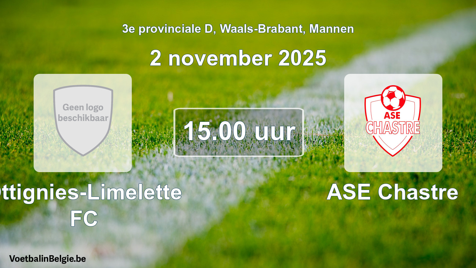 Scheduled match men football: Ottignies-Limelette FC - ASE Chastre (2 November 2025)
