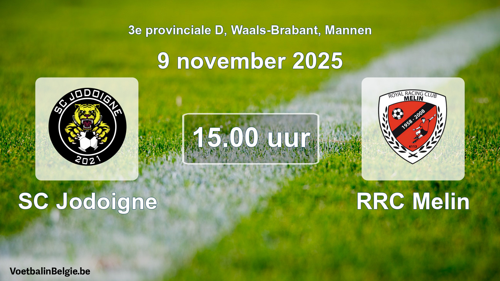 Scheduled match men football: SC Jodoigne - RRC Melin (9 November 2025)
