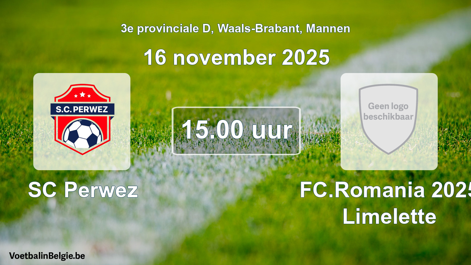 Scheduled match men football: SC Perwez - FC.Romania 2025 Limelette (16 November 2025)
